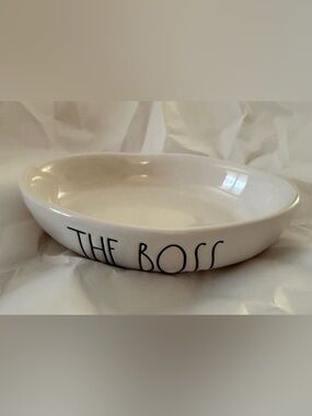 Rae Dunn Small Dog or Cat Dish- "THE BOSS" in White